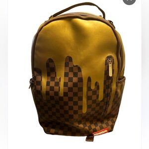 Sprayground Gold Checkered Backpack